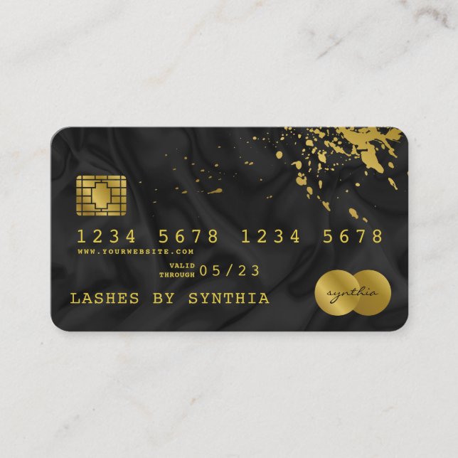 Credit Card Styled Black Silk Gold (Front)
