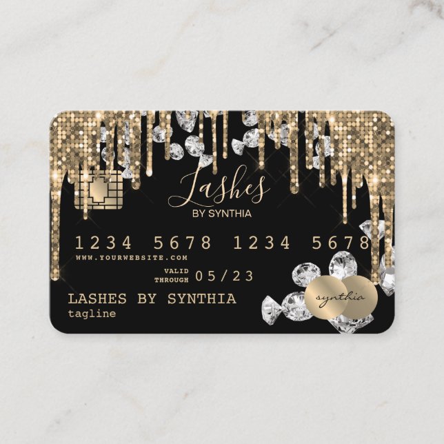Credit Card Styled Dripping Gold diamonds (Front)