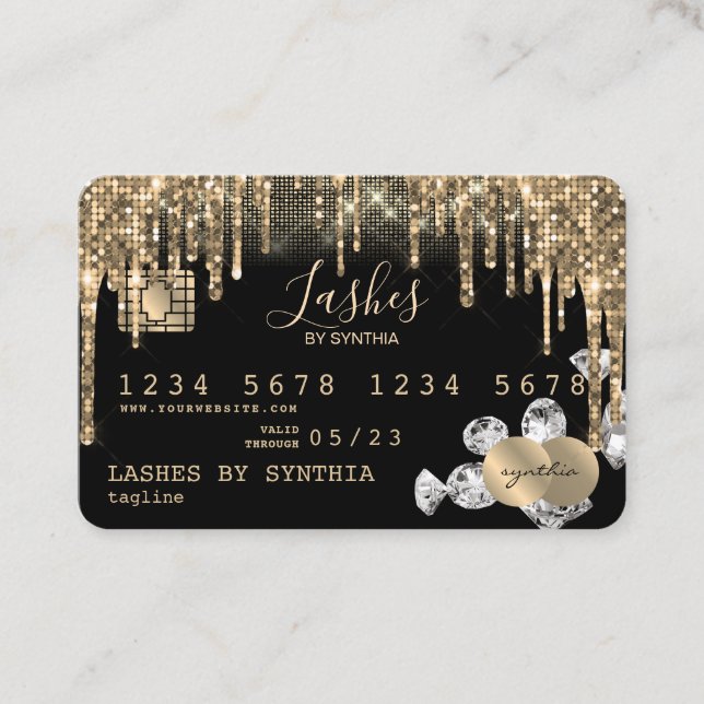 Credit Card Styled Dripping Gold diamonds (Front)