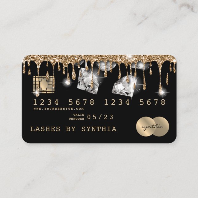 Credit Card Styled Dripping Gold Diamonds QR Code (Front)