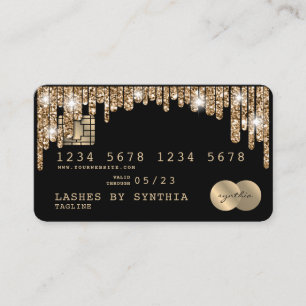 Credit Card Styled Dripping Gold glitter