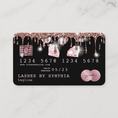 Credit Card Styled Dripping Rose Gold Diamonds