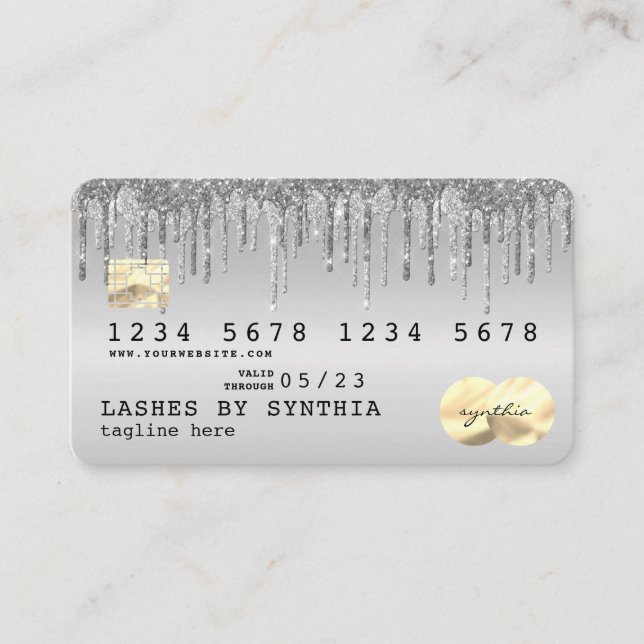 Credit Card Styled Dripping Silver Loyalty card (Front)