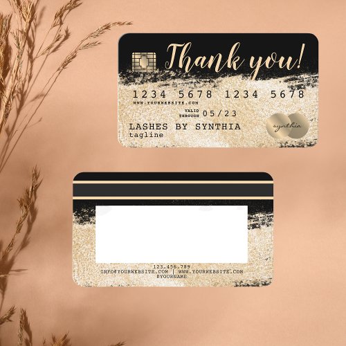 Credit Card Styled Gold Brush thank you