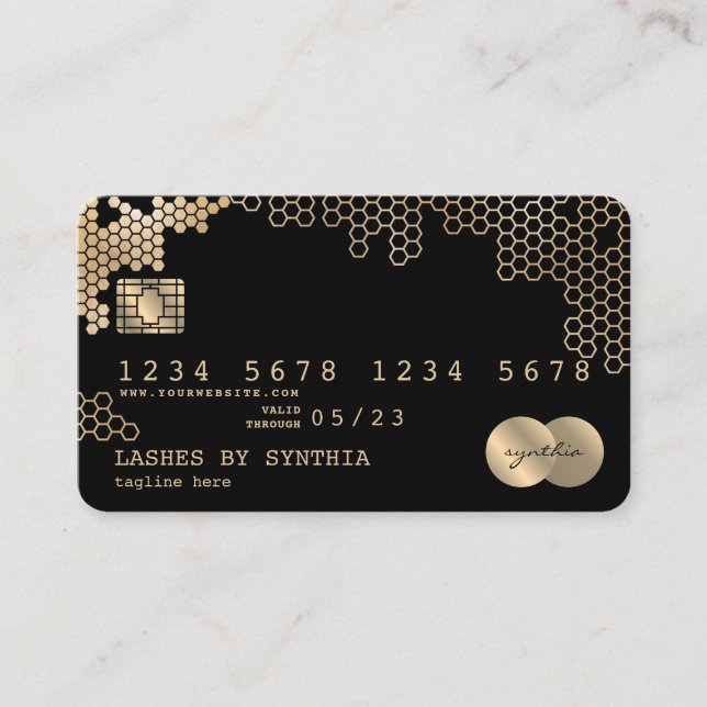 Credit Card Styled gold honeycomb feminine (Front)