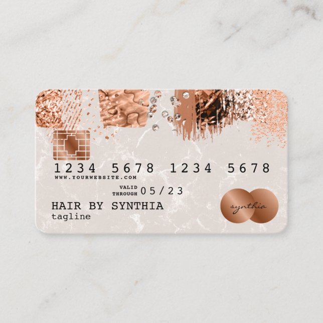 Credit Card Styled Rose Gold Copper Brush (Front)