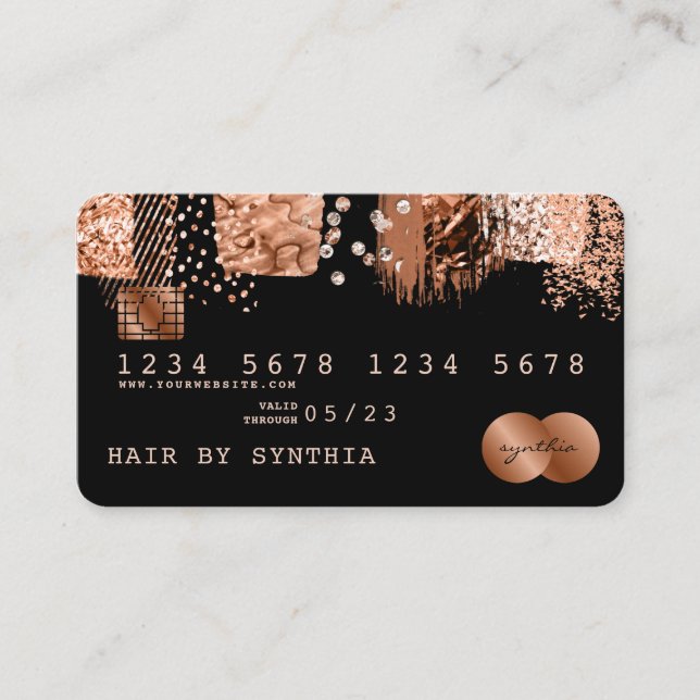 Credit Card Styled Rose Gold Copper Brush (Front)