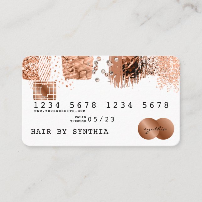 Credit Card Styled Rose Gold Copper Brush (Front)