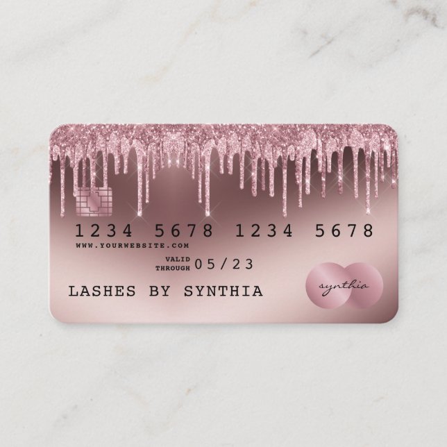 Credit Card Styled Rose Gold Dripping Gold (Front)