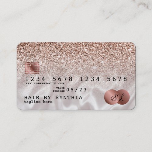 Credit Card Styled Rose Gold Glitter