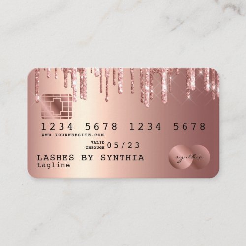 Credit Card Styled Rose Gold Glitter Drips