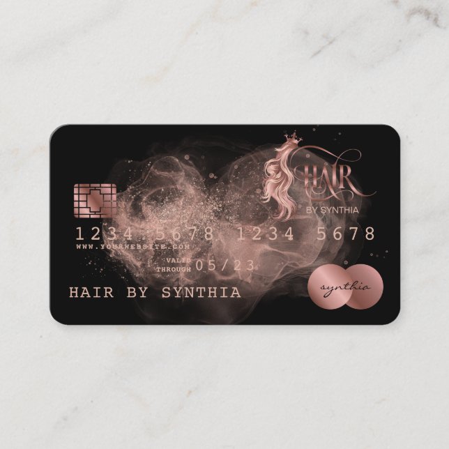 Credit Card Styled Rose Gold Hair Stylist (Front)