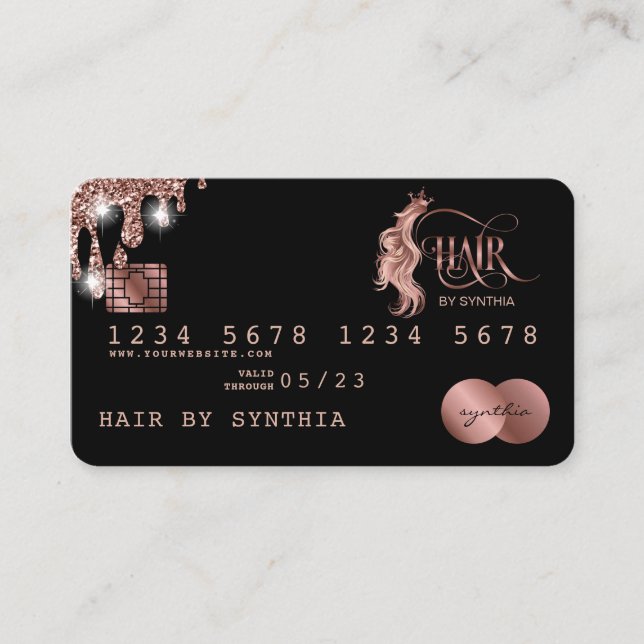 Credit Card Styled Rose Gold Hair Stylist (Front)
