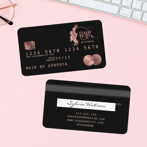 Customizable Credit Card Styled Rose Gold Hair Stylist