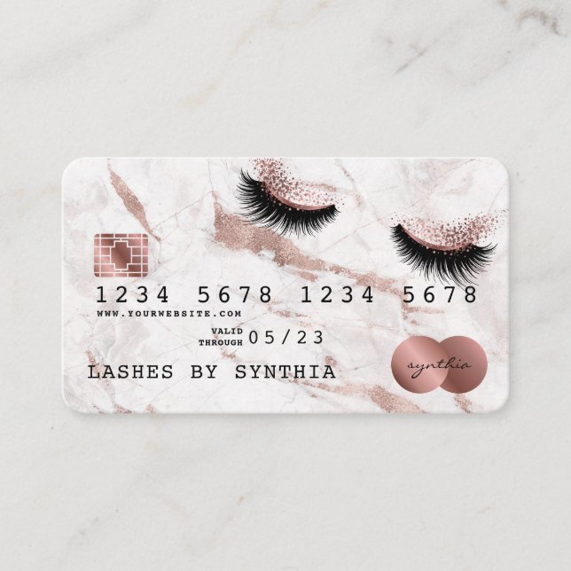 Credit Card Styled Rose Gold Long Lashes (Front)
