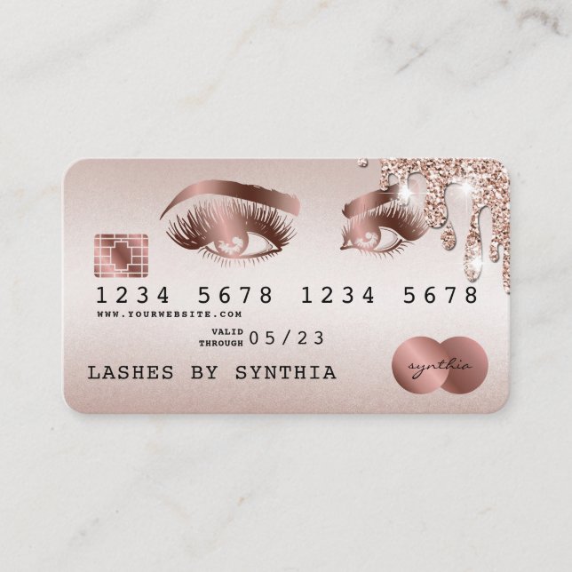 Credit Card Styled Rose Gold Long Lashes (Front)