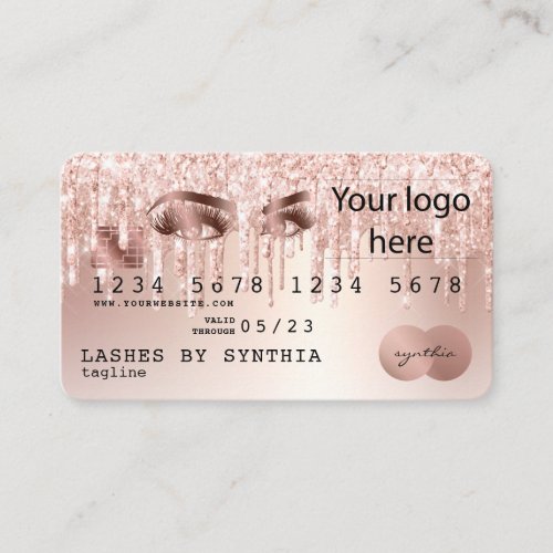 Credit Card Styled Rose Gold Long Lashes ADD logo