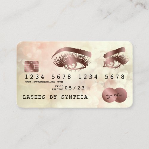 Credit Card Styled Rose Gold Long Lashes Bokeh