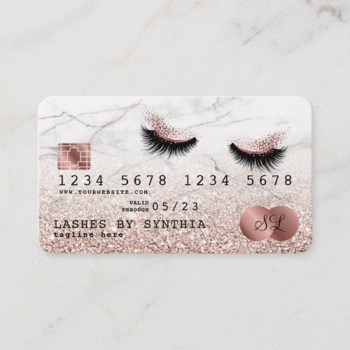 Credit Card Styled Rose Gold Long Lashes Marble