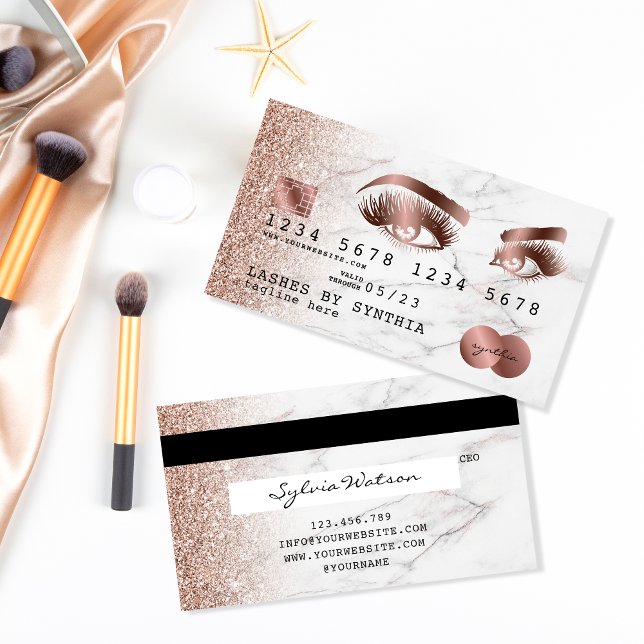 Credit Card Styled Rose Gold Marble Long Lashes (Creator Uploaded)