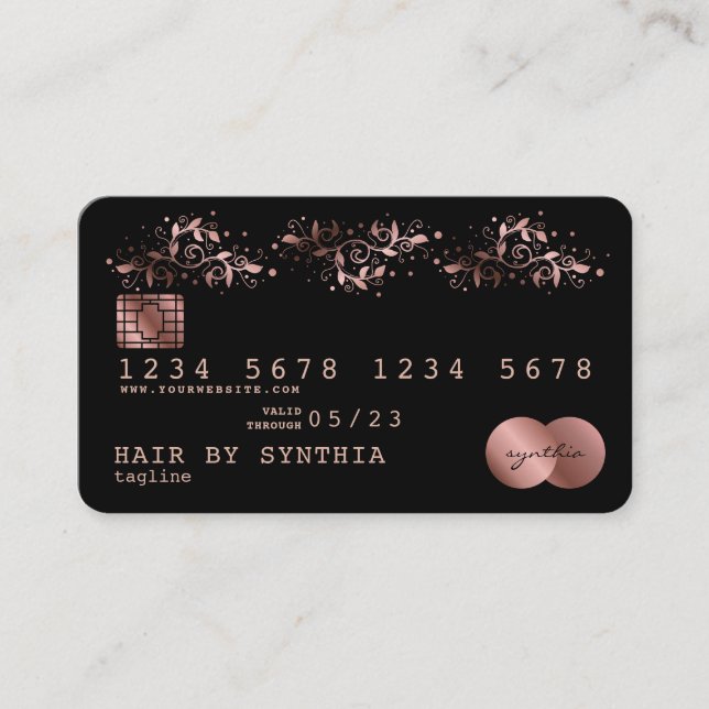 Credit Card Styled Rose Gold Ornate (Front)