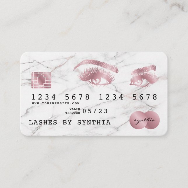 Credit Card Styled White Marble Rose Gold (Front)