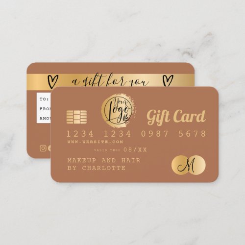 Credit card terracotta gold foil gift card