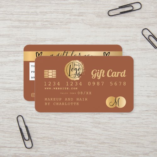 Credit card terracotta gold foil gift card
