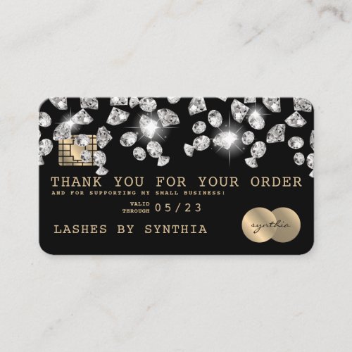 Credit Card Thank You Card Dripping  Diamonds
