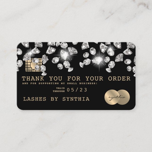 Credit Card Thank You Card Dripping  Diamonds (Front)