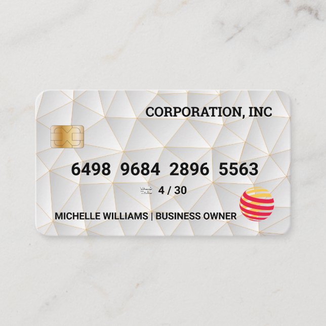 Credit Card | White Geometric Background (Front)