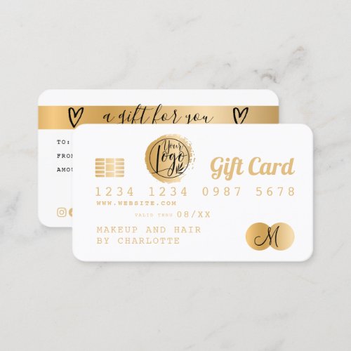 Credit card white gold foil gift card