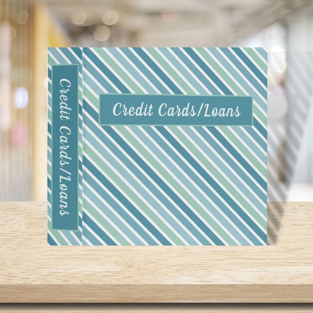 Credit Cards Loans Teal Blue Green Pattern 1.5" 3 Ring Binder (Creator Uploaded)