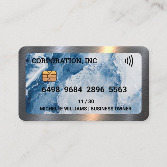 Credit | Debit Card | Blue Marble Metal (Front)