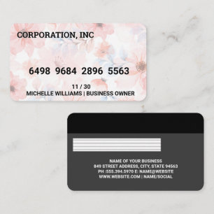 Credit Debit Card Elegant Pink Flowers