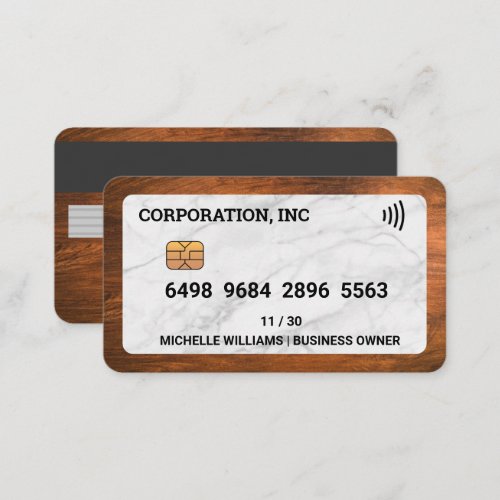 Credit  Debit Card  Marble and Wood