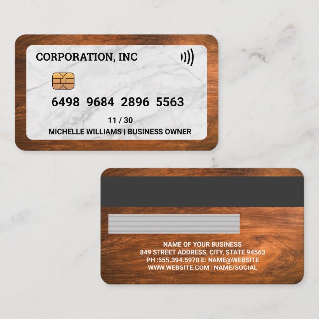 Credit | Debit Card | Marble and Wood (Front/Back)