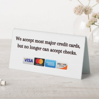 Credit Payment Accepted No Checks Retail Sign