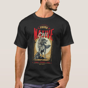 Cree Native American Indian Born Wolf Spirit Retro T-Shirt