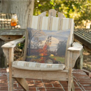 Creek Side in Autumn, Original by Gary Poling Outdoor Pillow