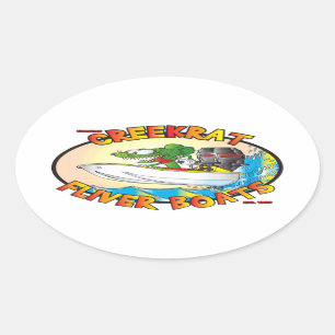 Creekrat Cartoons Fliver Boat Fun Decals Oval Sticker