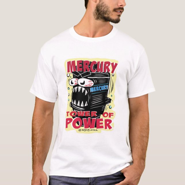Creekrat Studios Mercury Tower of Power Cartoon T-Shirt (Front)