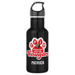 Creekside Park Jr. High Cougar Paw Mascot Stainless Steel Water Bottle