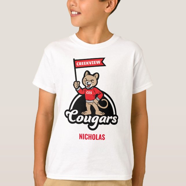 Creekview Elementary Little Cougar Mascot T-Shirt (Front)