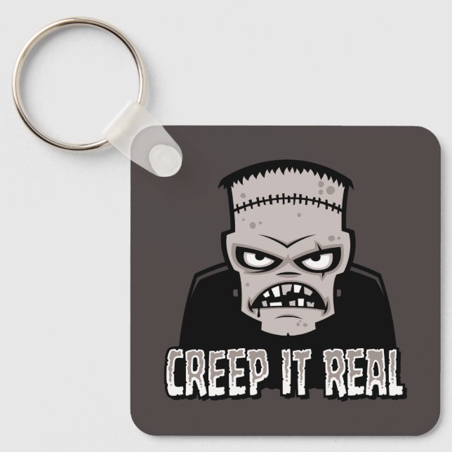 Creep It Real Classic Horror Frankenstein Design Keychain (Front)