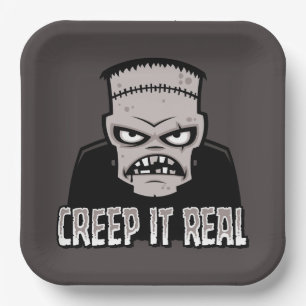 Creep It Real Classic Horror Frankenstein Design Paper Plates