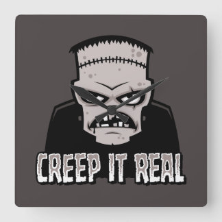 Creep It Real Classic Horror Frankenstein Design Square Wall Clock