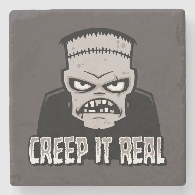 Creep It Real Classic Horror Frankenstein Design Stone Coaster (Front)