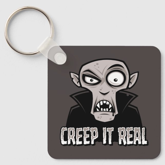 Creep It Real Classic Horror Vampire Design Keychain (Front)