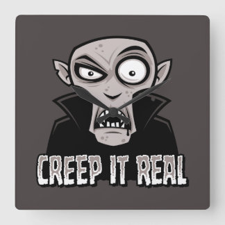 Creep It Real Classic Horror Vampire Design Square Wall Clock